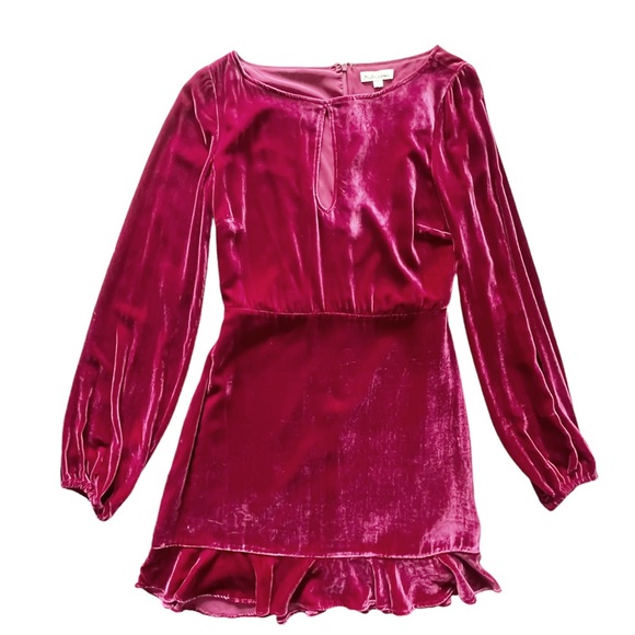 For Love And Lemons Raspberry Velvet Mini Dress | SMALL - Picture 5 of 10